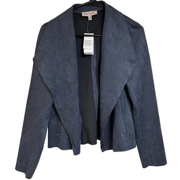 NEW Philosophy Cross Zip Faux Suede Moto Style Jacket Very Soft Smart size S - Picture 2 of 7